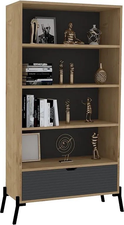 Regał na książki – 160 cm x 83,6 cm x 30 cm – Dąb szafirowy i antracyt – Drewno