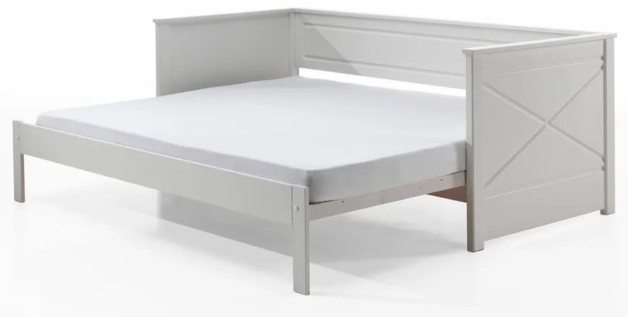 Białe łóżko dziecięce z wysuwanym łóżkiem 180x200/90x200 cm PINO – Vipack