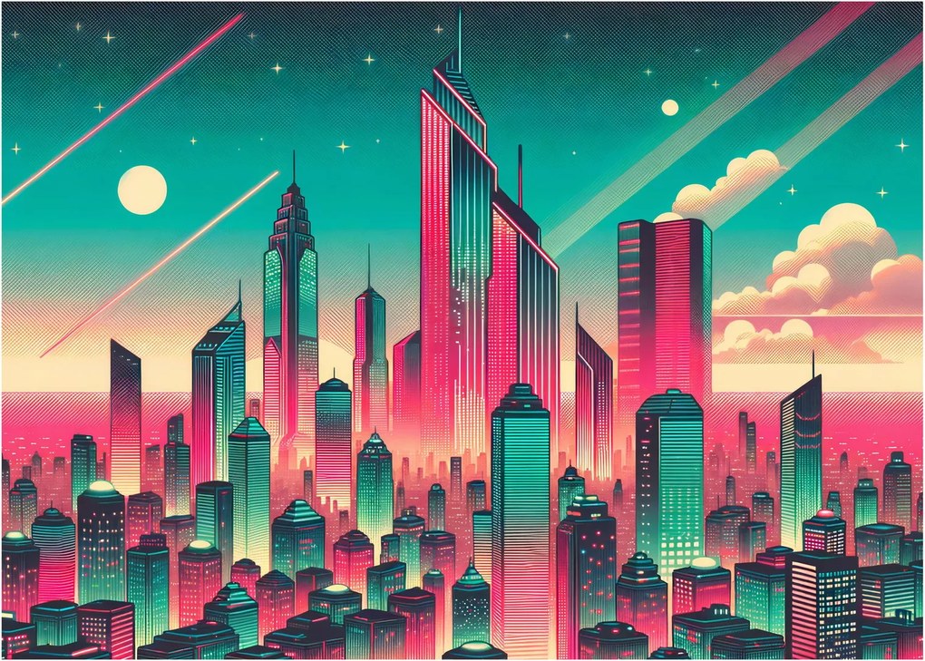 Obraz na szkle – Metropolia w stylu pop-art (70x50 cm)