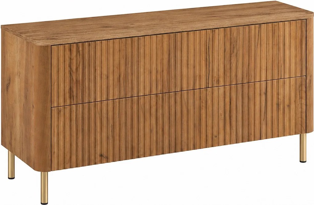 Szafka łazienkowa 120, Dąb craft, blat dąb craft, nogi złote, 120,8 x 44,2 x 65 cm