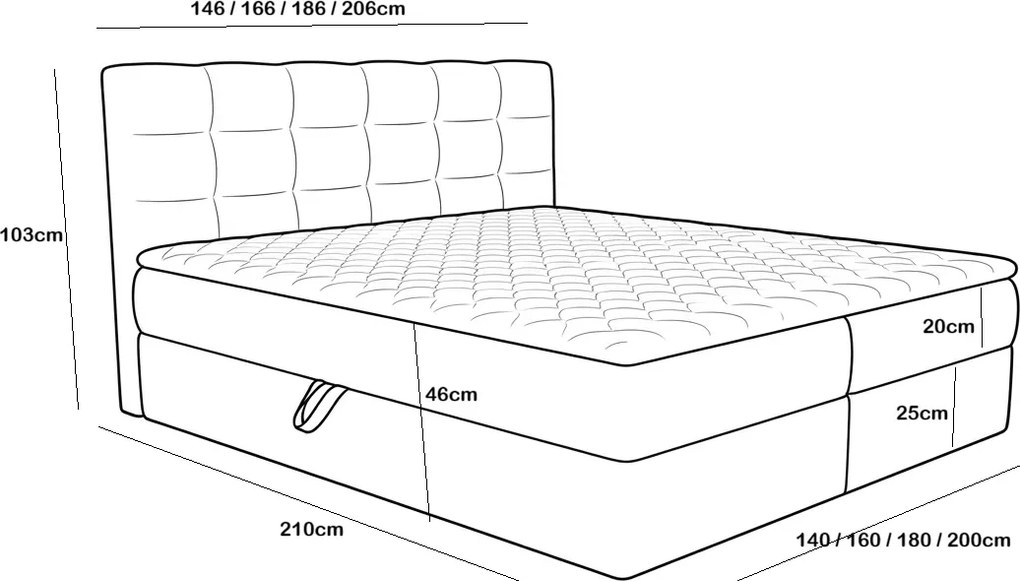 Tapicerowane łóżko boxspring DIRELIS TRINITY 160x200 cm szare Materac: Materac sprężynowy Bonell
