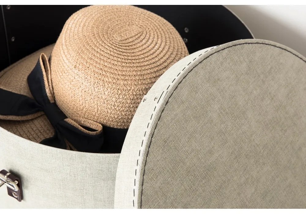 Beżowe kartonowe pojemniki zestaw 2 szt. z pokrywką ø 37,5x25 cm Rut Canvas Paper Laminate – Bigso