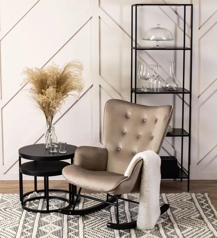 Beżowy bujany fotel wypoczynkowy S1-Z44