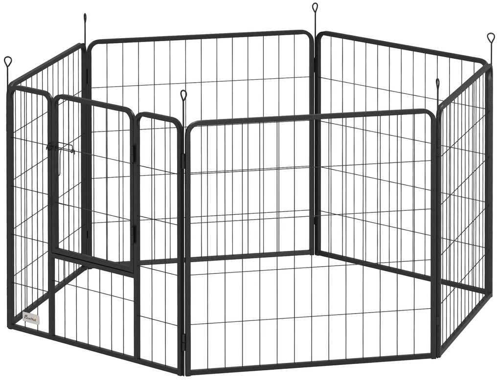 PawHut Kojec dla psa, zagroda dla zwierząt, 6 paneli, stal, składany, Czarny