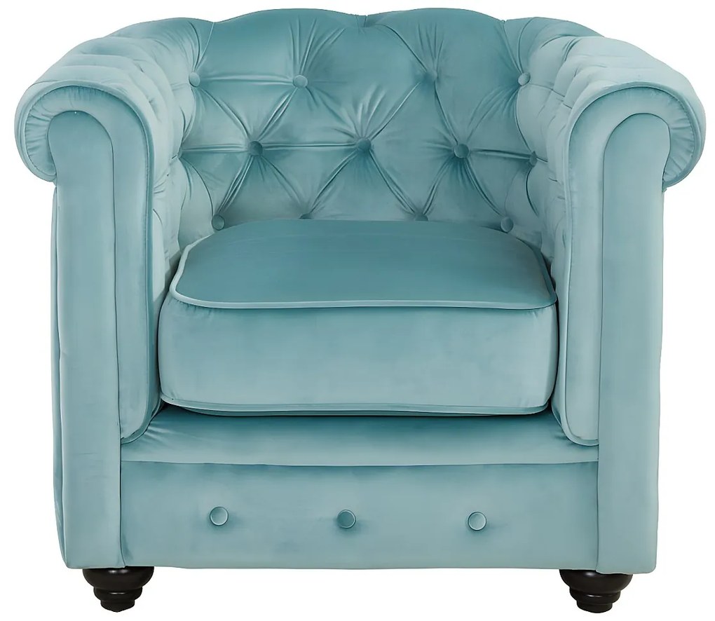 Fotel CHESTERFIELD - Pastelowoniebieski welur