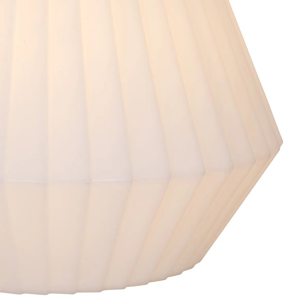 Zewnetrzna Nowoczesna zewnętrzna lampa wisząca czarna z białym kloszem 45,6 cm IP44 - Robbert Nowoczesny Oswietlenie zewnetrzne