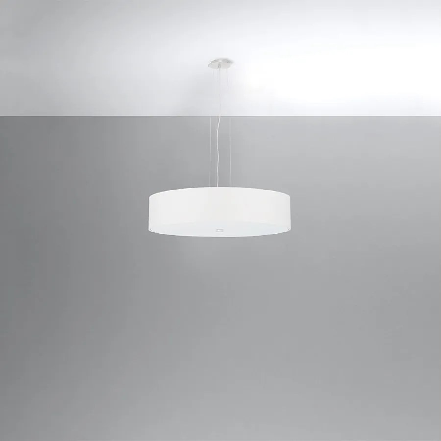 Żyrandole minimalistyczny Kalmaris, tkanina/szkło/stal - 5 źródło światła 4000K - L.50 x H.102 cm - biały