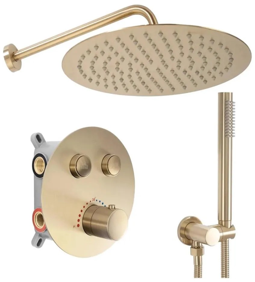 REA-P8551 - Zestaw prysznicowy z termostatyczną baterią podtynkową LUNGO, szczotkowane złoto