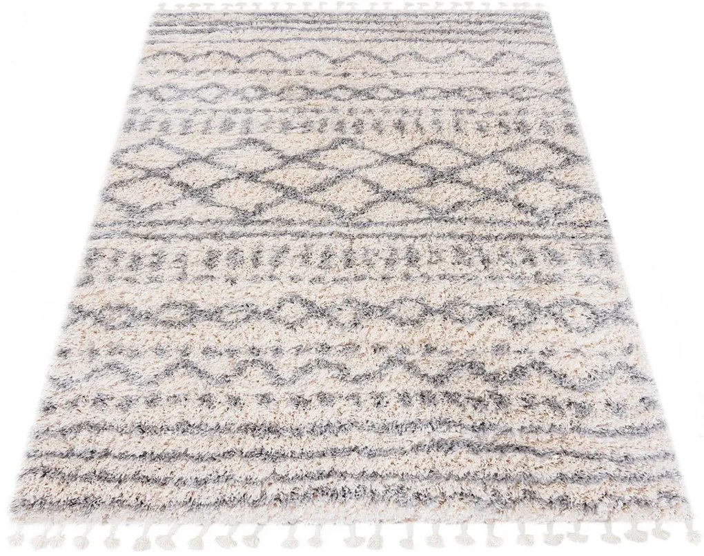 Kremowy dywan shaggy w stylu skandynawskim N3-E19