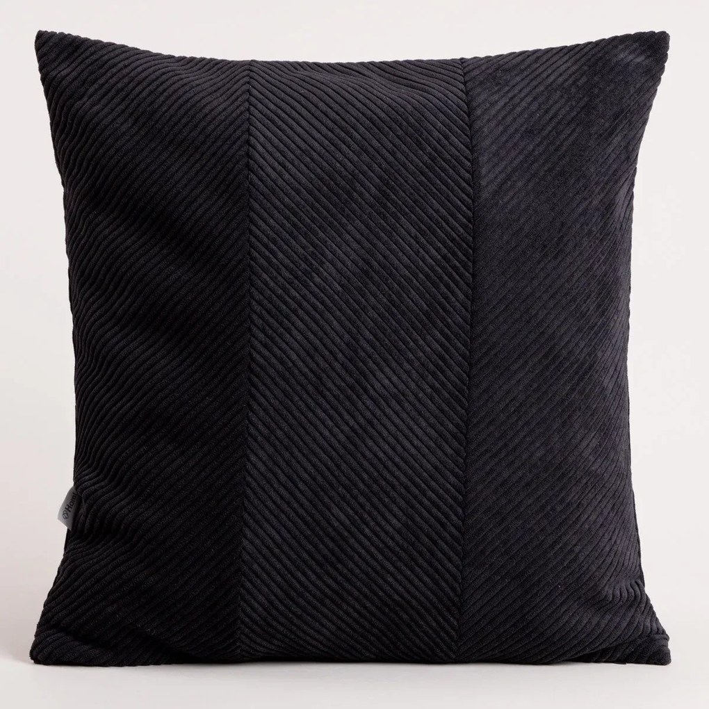 Poszewka dekoracyjna FALLERE ze sztruksowym wzorem czarna 45x45 cm HOMLA