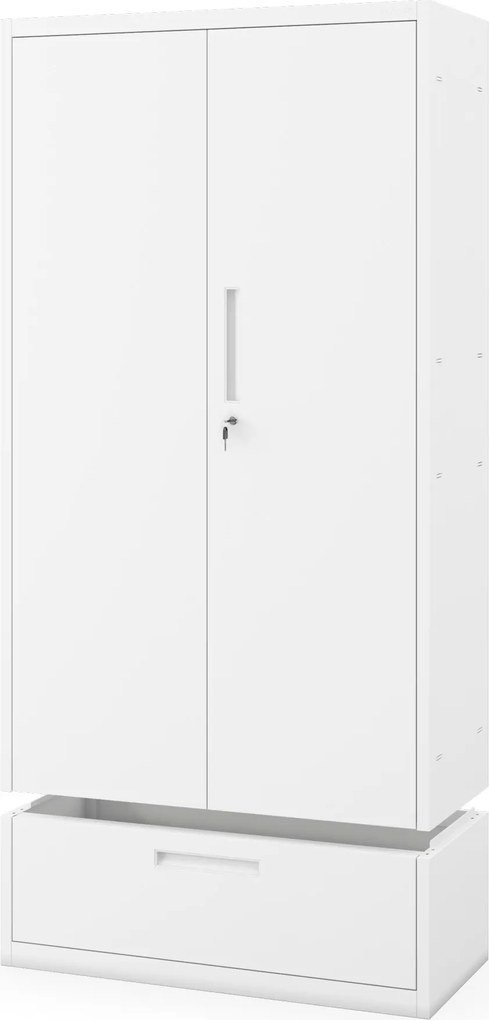 Szafa modułowa metalowa wielofunkcyjna z szufladą biała MEGAN 1850 x 900 x 400 mm