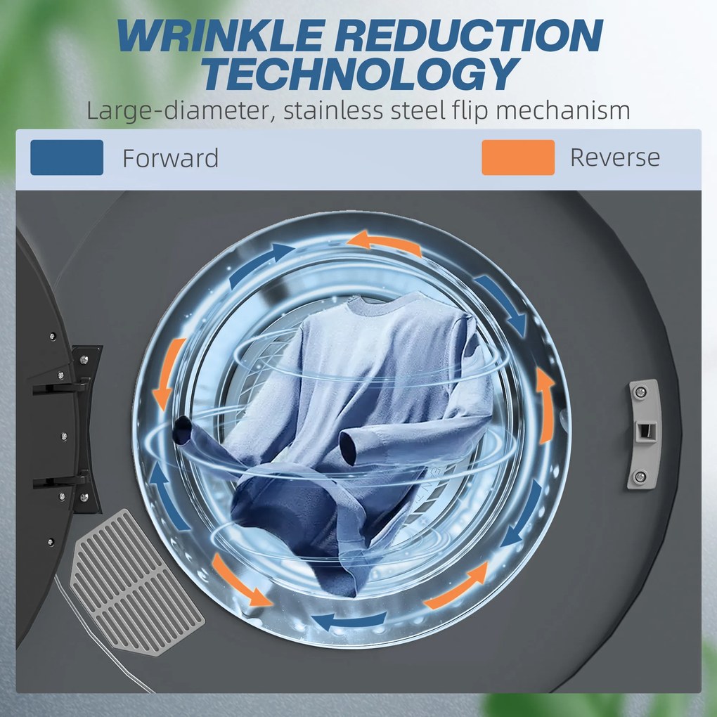 HOMCOM Suszarka do ubrań, 6 programów, 40-60°C, pojemność 4 kg, kompaktowa, obsługa dotykowa, Szary