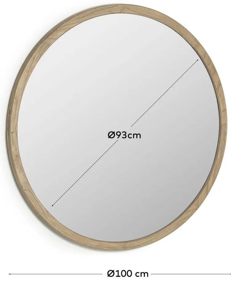 Lustro ścienne z drewnianą ramą ø 100 cm Alum – Kave Home