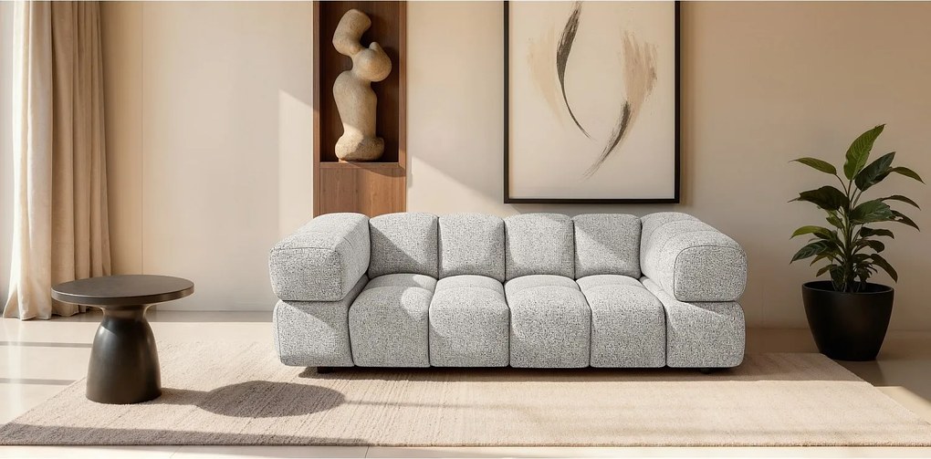 Elegancki 3-osobowy Beżowy Sofa z Tkaniny Bouclé 240cm - ALVERO 3S Design Bubble