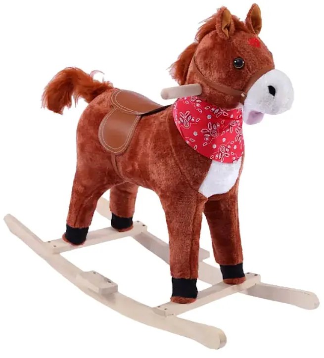 Konik Brązowy Koń na biegunach rży + ruchomy ogon i pysk bujak