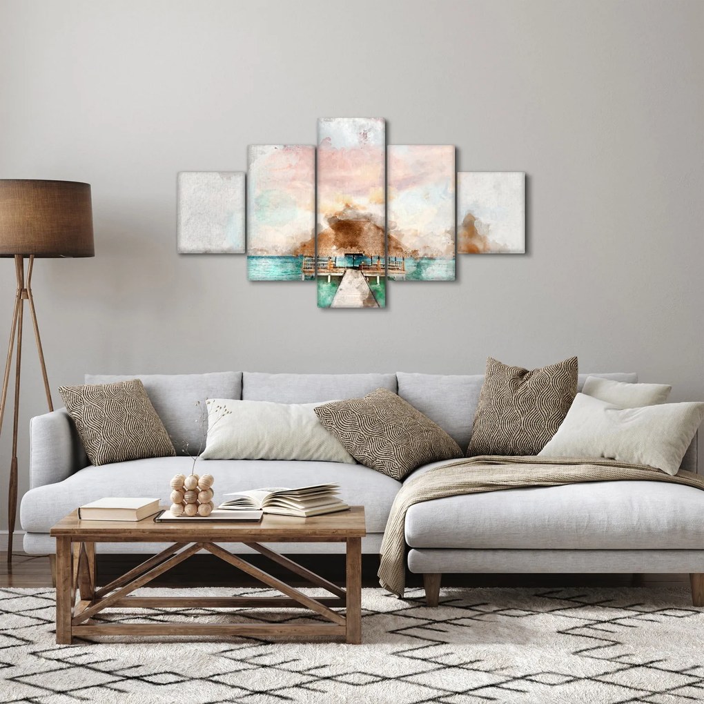Obraz - Malediwy, drewniane molo (125x70 cm)