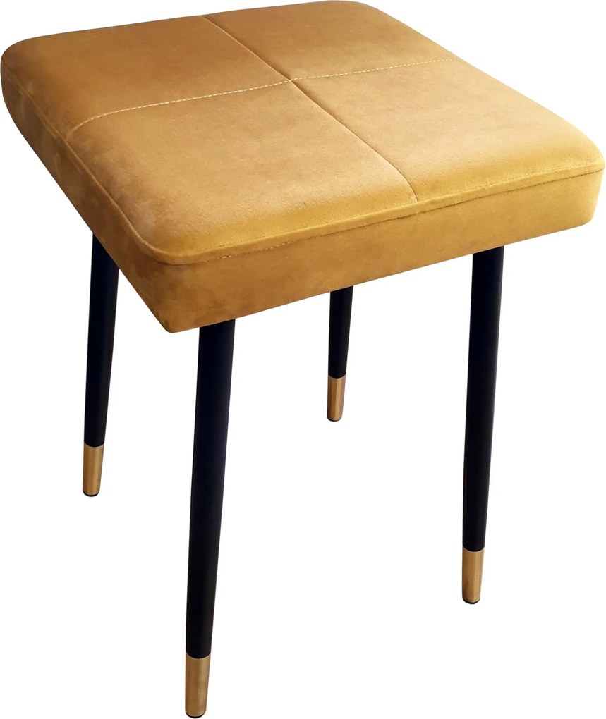 Taboret MAX tkanina Welur stelaż metalowy STOŁEK LOFT : Kolor nogi - Czano-złota stożek, Kolor tkaniny - VELVET - MG15, Typ tkaniny - Velvet