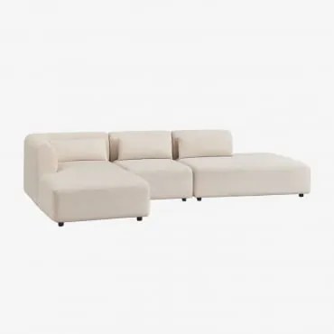 Modułowa Sofa Z Leżanką Po Lewej Stronie, 3-częściowa Z Szezlongiem Fogler Sztruksu Beżowy Len - Sklum