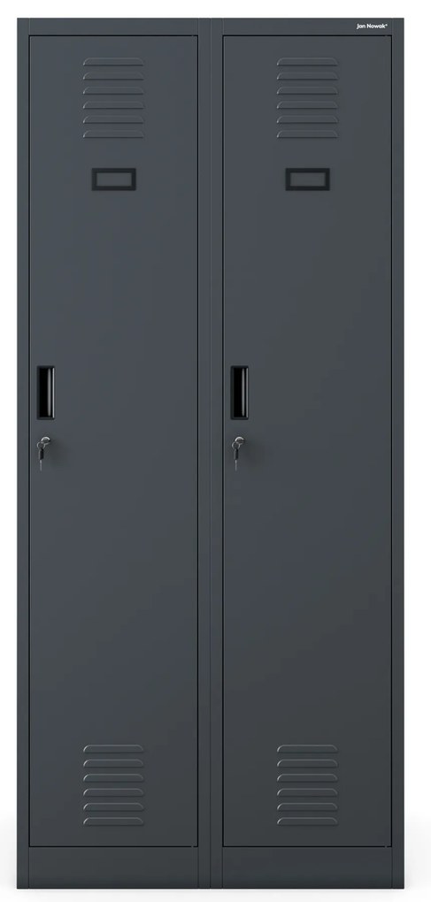 Szafka ubraniowa pracownicza czterokomorowa antracytowa, 800x1800x500 mm: KACPER