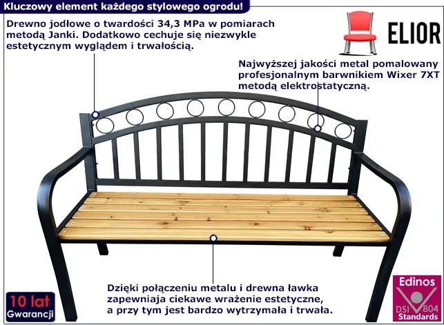 Ławka do ogrodu z metalowym stelażem T7-D45