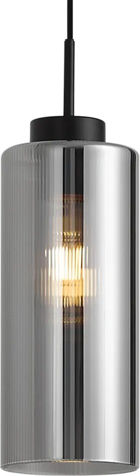 Lampa wisząca Art Deco czarna z przydymionym szkłem do systemu szynowego 1-fazowego - Iconic Laura