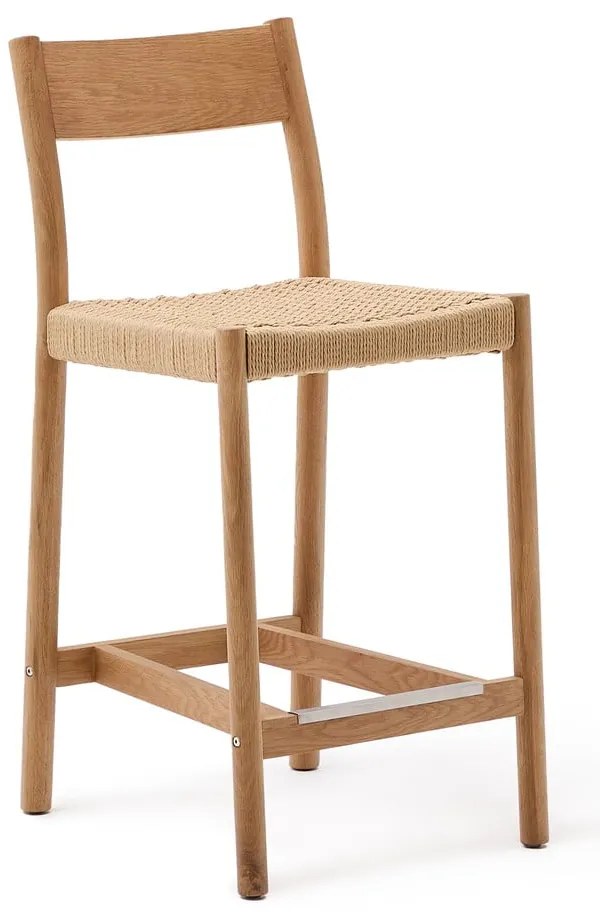 Hoker z litego drewna dębowego w naturalnym kolorze (wysokość siedziska 65 cm) Yalia – Kave Home