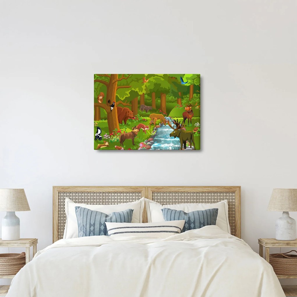 Dziecięcy obraz ze zwierzątkami (70x50 cm)