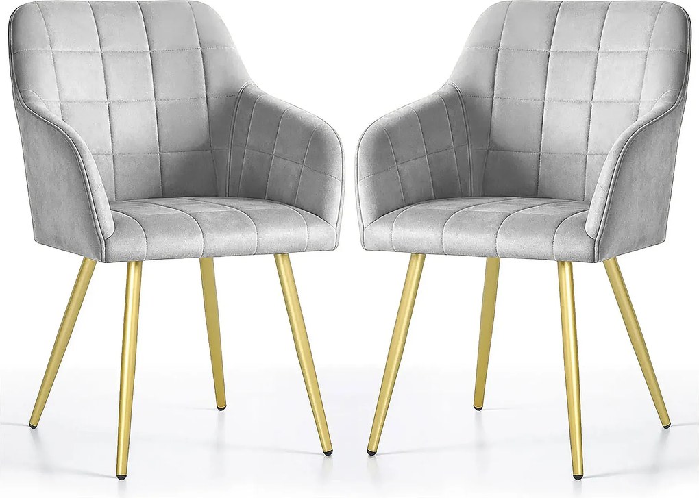 Zestaw 2 szarych krzeseł tapicerowanych welurem D8-P11