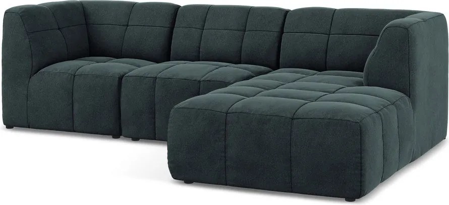 Niebieski aksamitny narożnik (prawostronny/z szezlongiem) Aloha – Makamii