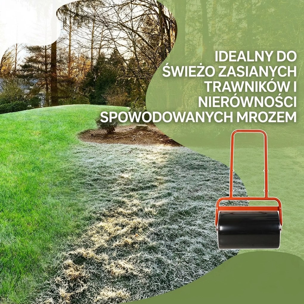 Outsunny Praktyczny Wał Ogrodowy, Ręczna Rolka do Traw, Wał do Trawy, Wałek Ogrodowy, Elastyczny, ze Stali, 58Dł x 32,5S x 113W cm, Czerwony