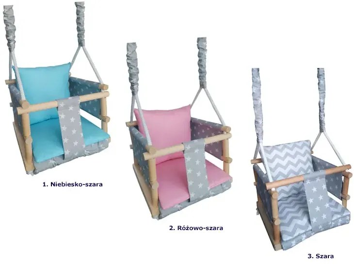 Różowo-szara huśtawka dla dziewczynki 3w1 D6-W66
