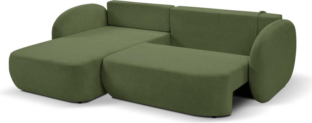 Masseno Narożnik AMICO z funkcją spania i pojemnikiem na pościel Narozniki L, Rozkładana sofa - Oliwkowy, ARAGON 39