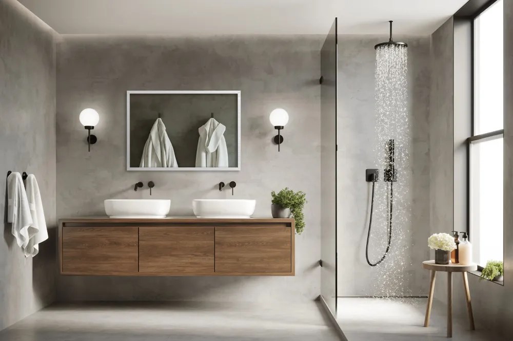 Lustro dekoracyjne prostokątne biała ramka 50x50 cm Biały