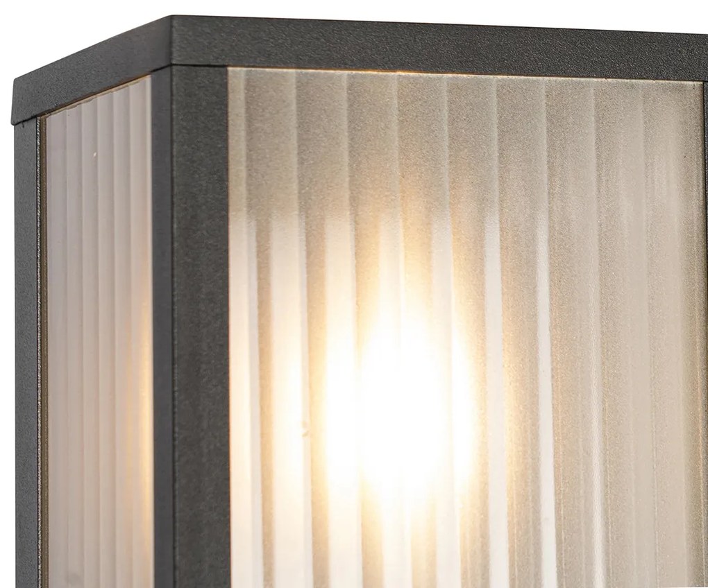 Zewnetrzna Inteligentna lampa ścienna zewnętrzna czarna z żebrowanym szkłem z WiFi A60 - Charlois Nowoczesny Oswietlenie zewnetrzne