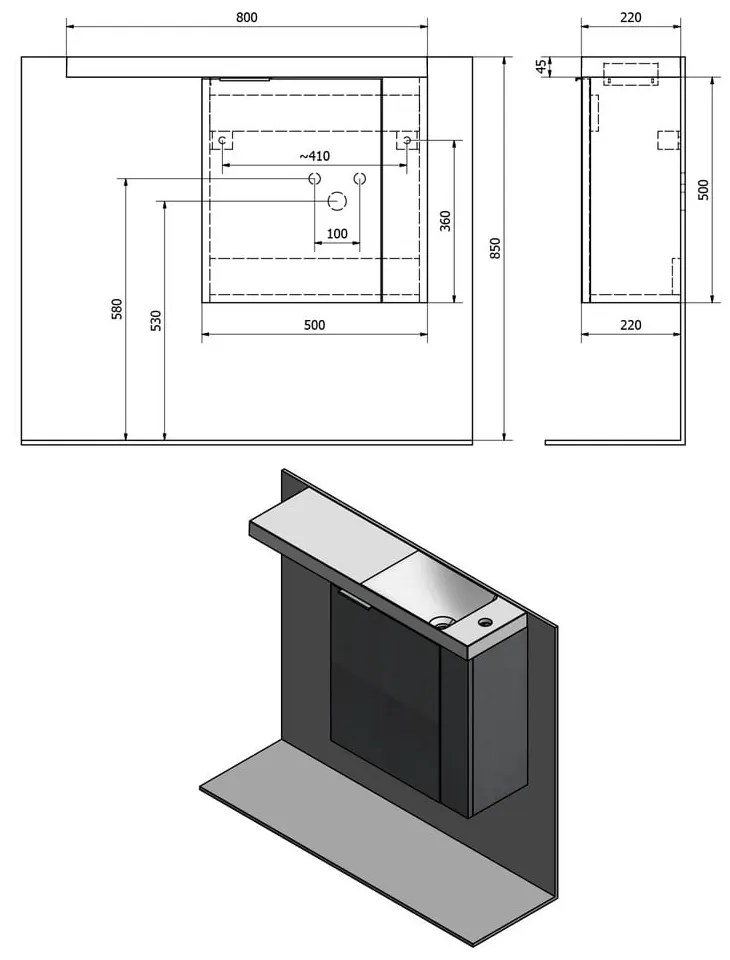 Brązowa wisząca szafka bez umywalki w dekorze sosny 50x50 cm Latus Vi – Sapho