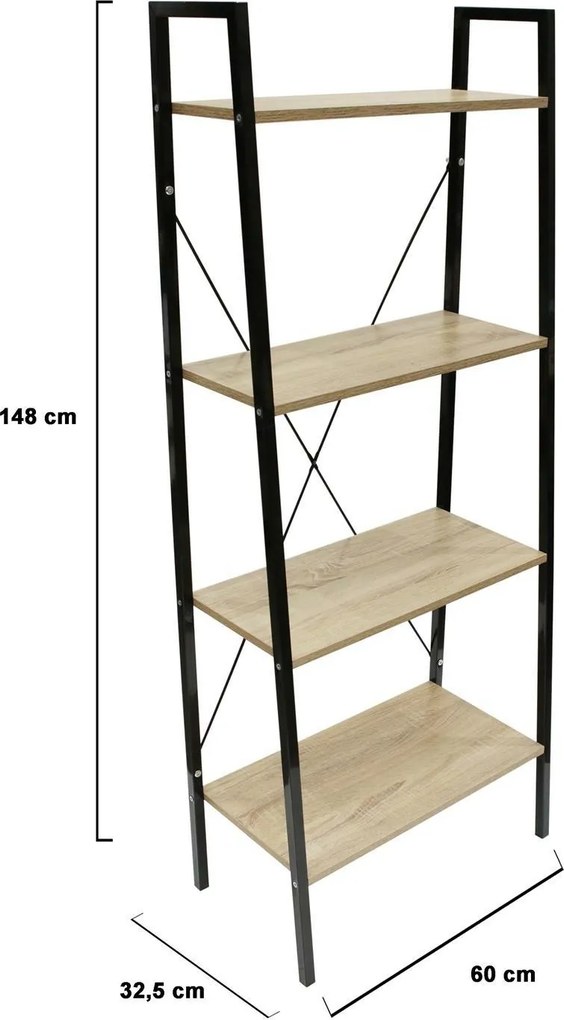 Wysoki regał stojący w stylu loft Cilyan L czarny