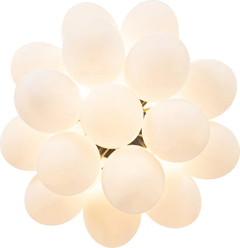 Plafon art deco czarny z opalowym szkłem 4-źródła światła - Uvas