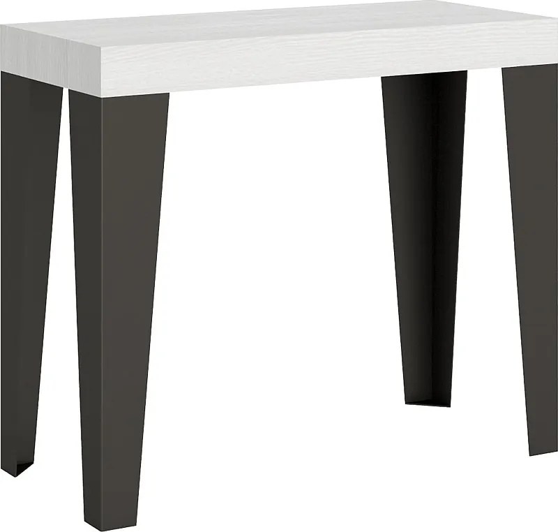 Konsola rozkładana 90x40/196 cm Flame Small Premium Frassino biała rama w kolorze Antracytu