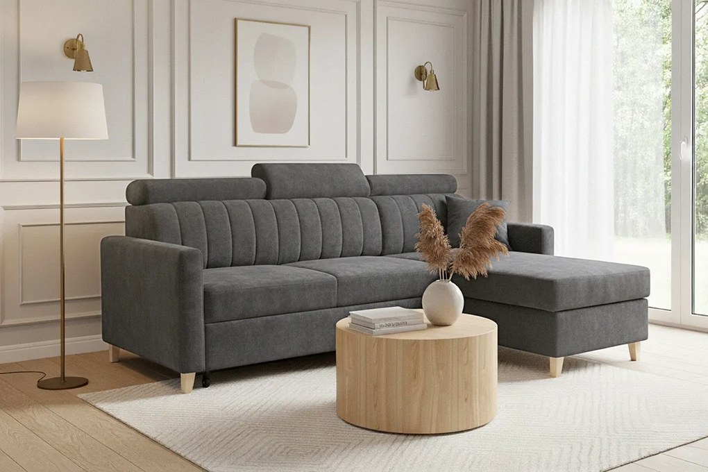 Narożnik Vario z funkcją spania uniwersalny prawo/lewostronny - szary szenil Wind 89