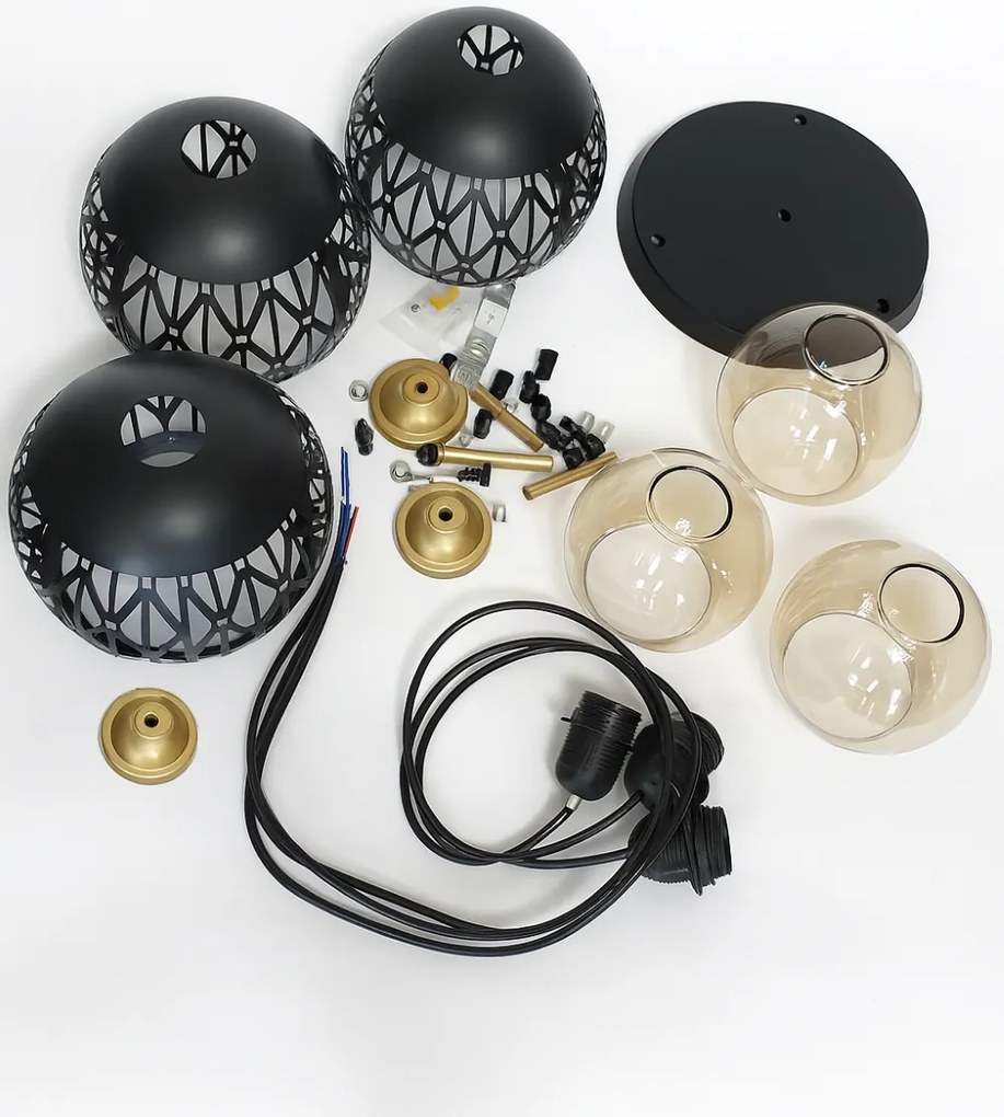 Lampa sufitowa metalowa loft klosz wisząca AT16-3SZ-Czarna