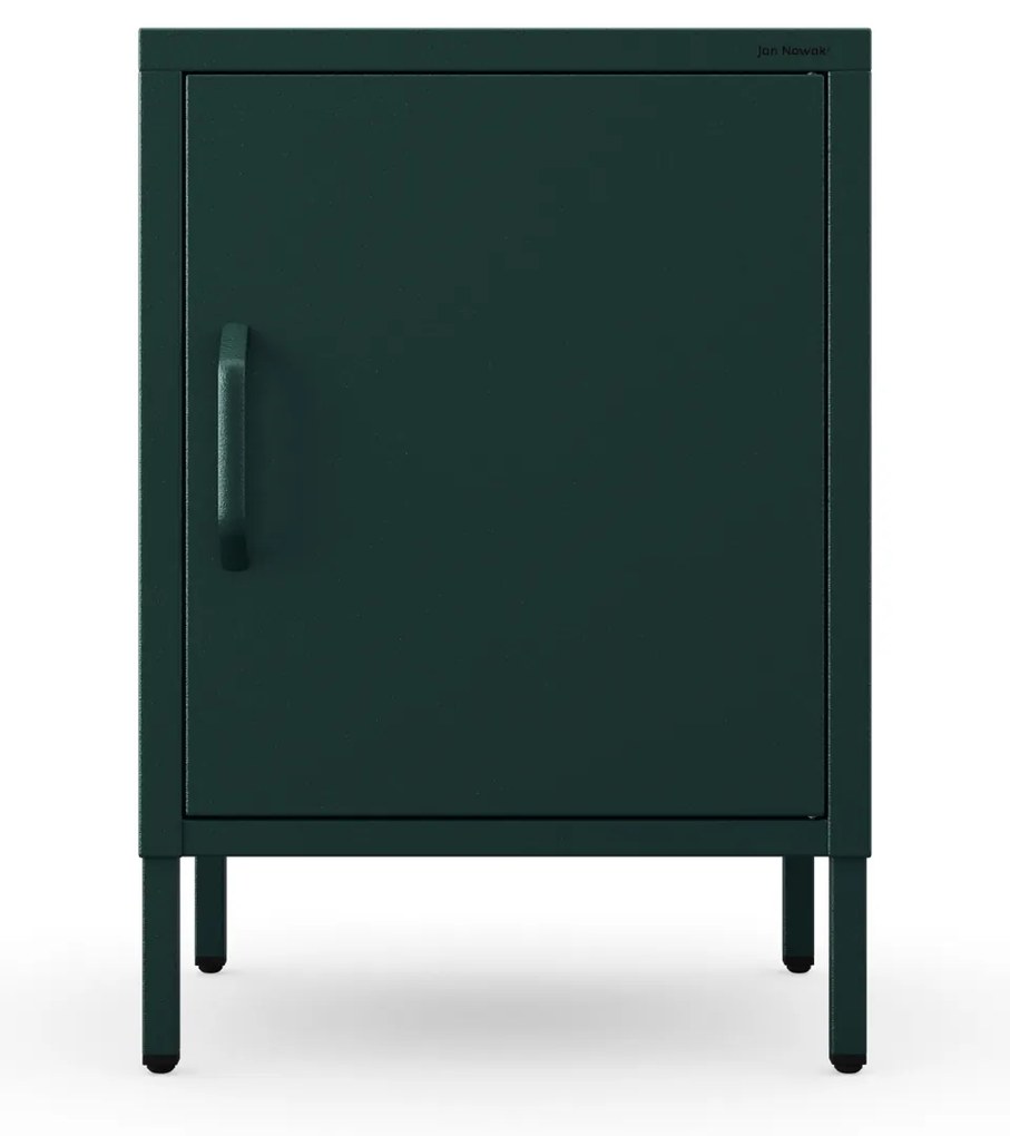 Szafka nocna metalowa na nóżkach butelkowa zieleń, 424x595x400 mm: MIA Modern
