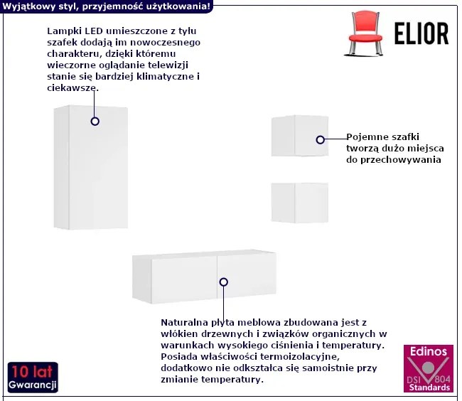 Zestaw mebli do pokoju LED w kolorze białym Funis
