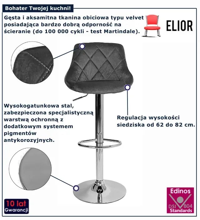 Szary nowoczesny hoker z oparciem  A8-B38
