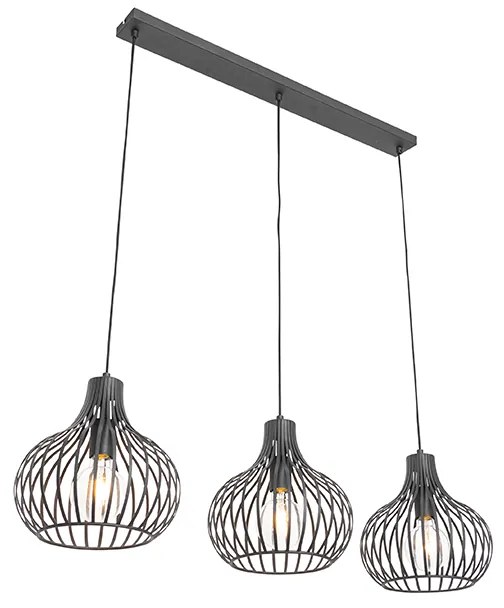 Nowoczesna lampa wisząca czarna 3-światłowa - Saffira Nowoczesny Oswietlenie wewnetrzne
