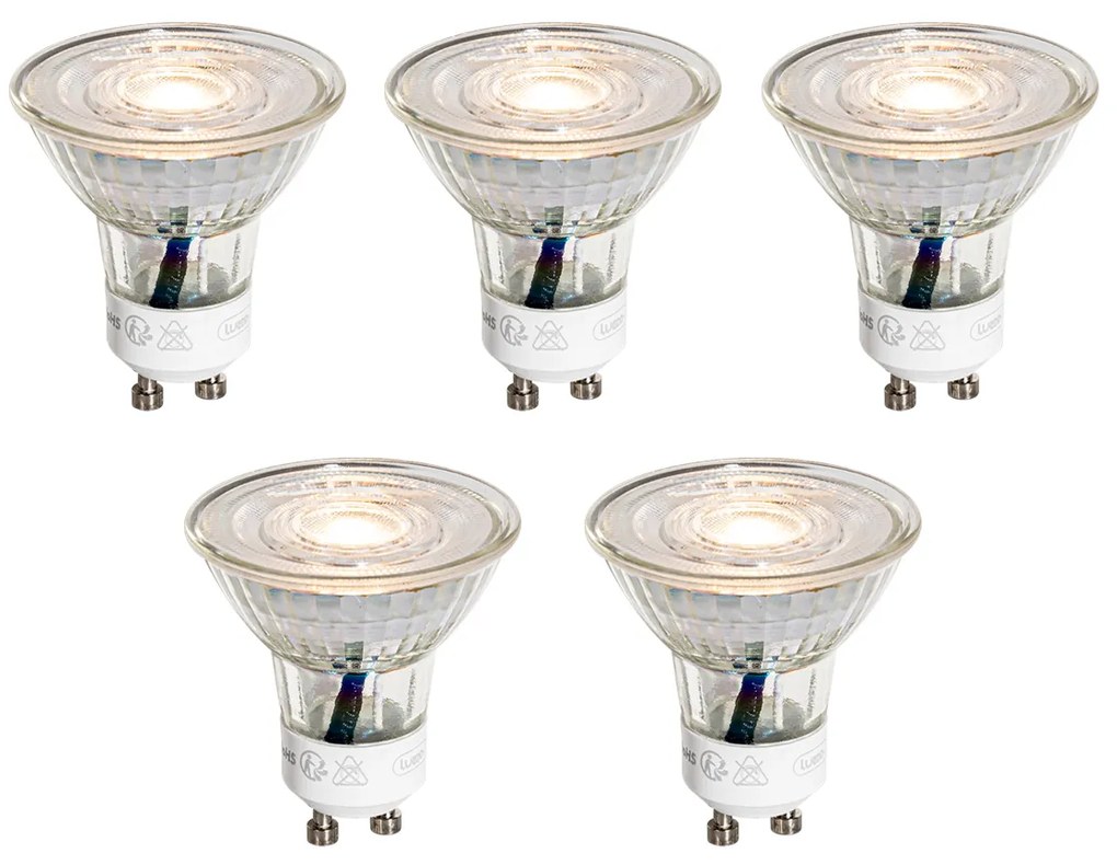 Zestaw 5 przezroczystych żarówek LED GU10 50mm 4.9W 450 lm 3000K