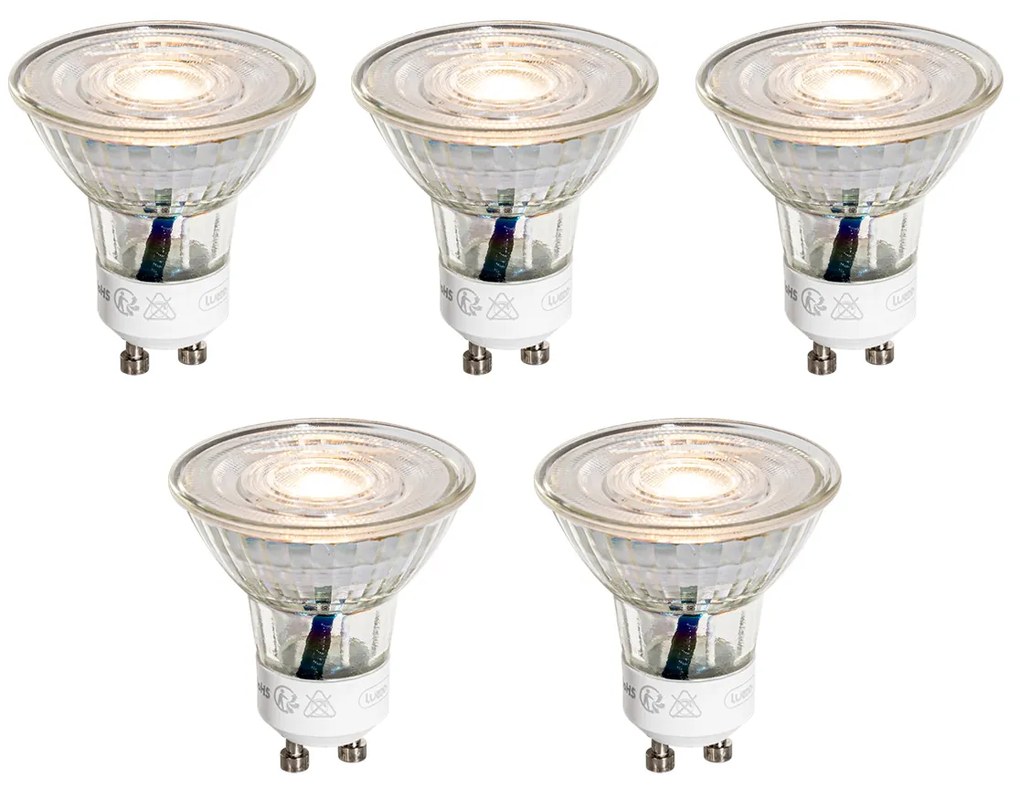 Zestaw 5 żarówek LED GU10 50mm przezroczystych 4,9W 450 lm 3000K