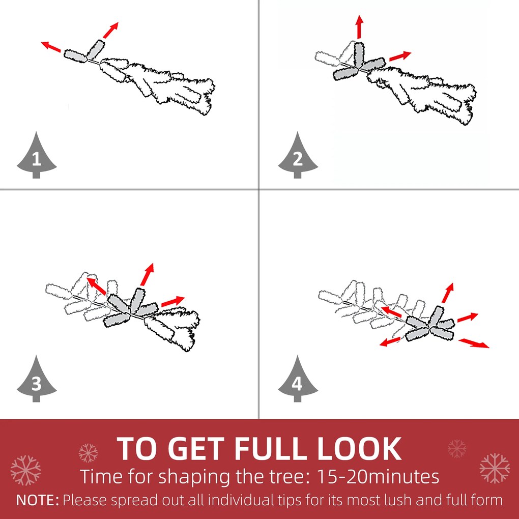 HOMCOM Sztuczna Choinka z Efektem Śniegu, Trudnopalna, Konstrukcja na Zawiasach, Zielony/Biały | Aosom PL