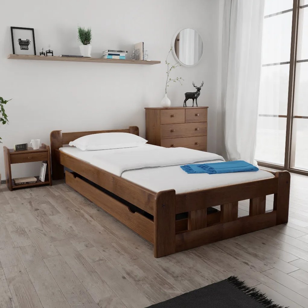 Łóżko Naomi podwyższone 80 x 200 cm, dąb Materac: Bez materaca