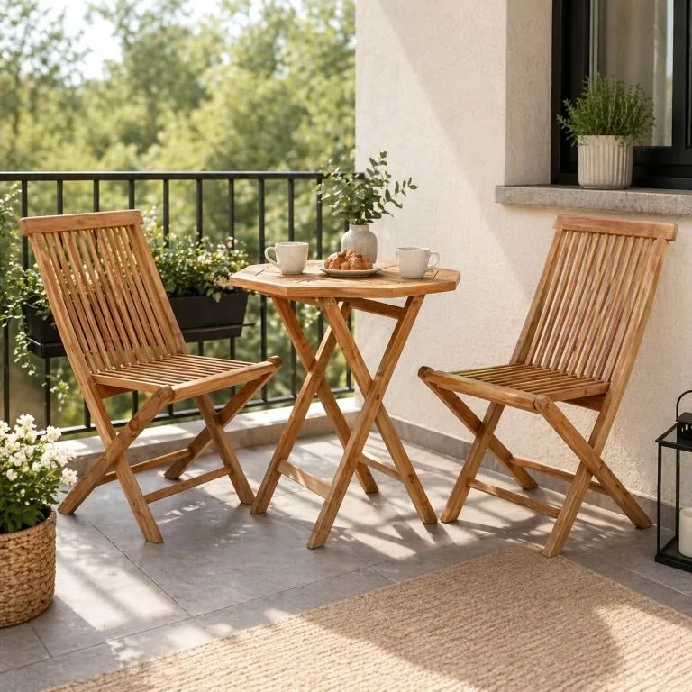 Zestaw mebli ogrodowych Gardenay z drewna tekowego 2 krzesła + 1 stół