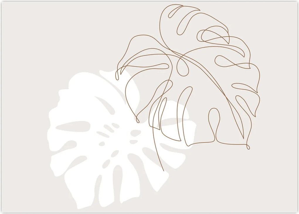 Obraz na szkle - Line art monstera N⁰2 (70x50 cm)